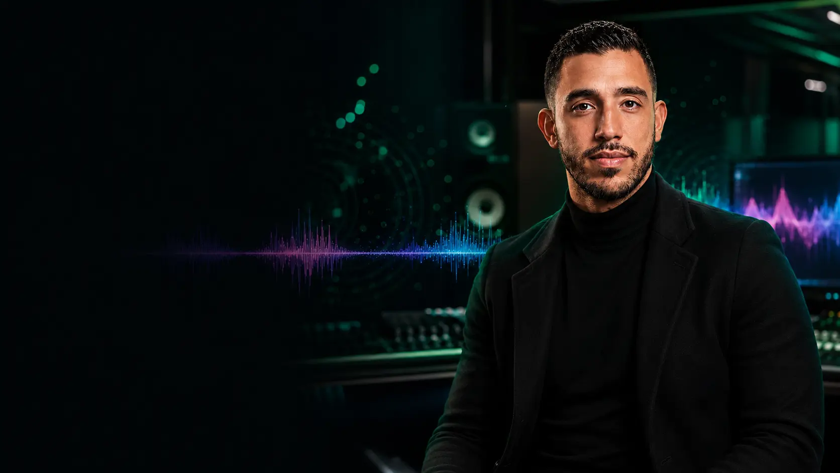 Saraiva em um estúdio musical com inteligência artificial