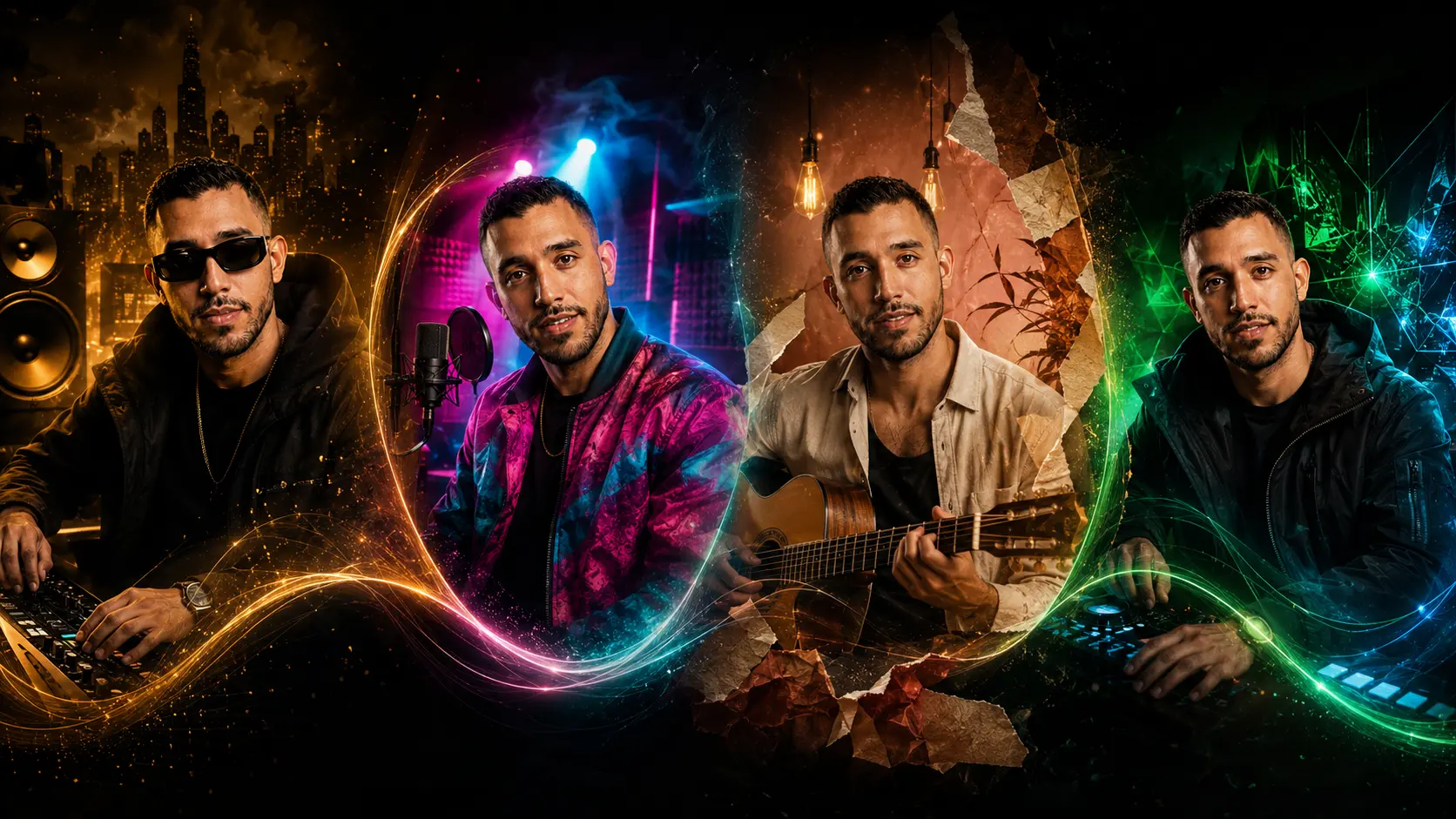 Saraiva representado em quatro universos musicais diferentes